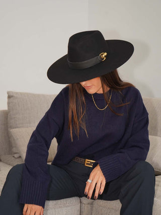 Sombrero Mujer Negro Ala Ancha BOSTON - Raceu Hats