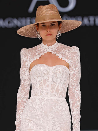 Sombrero Novia Ala Ancha Paja de Trigo CASABLANCA - Raceu Hats