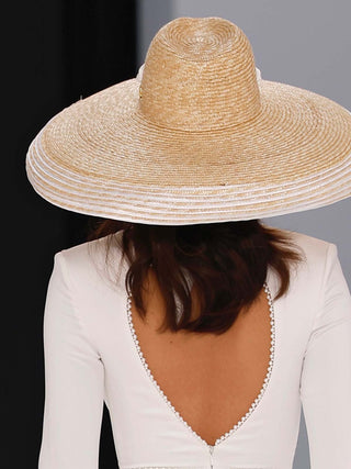 Sombrero Novia Ala Extra Ancha Paja Natural LYDIA - Raceu Hats