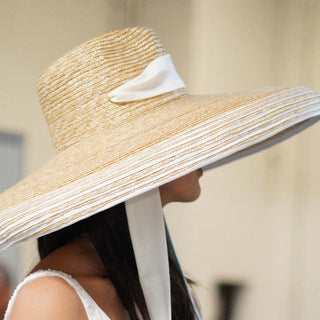 Sombrero Novia Ala Extra Ancha Paja Natural LYDIA - Raceu Hats