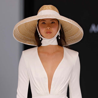 Sombrero Novia Ala Extra Ancha Paja Natural LYDIA - Raceu Hats