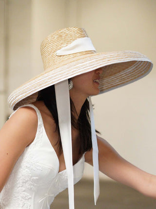 Sombrero Novia Ala Extra Ancha Paja Natural LYDIA - Raceu Hats