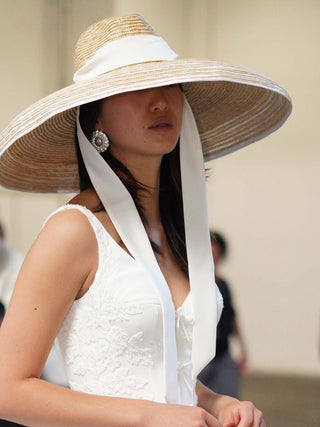 Sombrero Novia Ala Extra Ancha Paja Natural LYDIA - Raceu Hats
