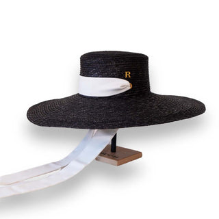 Sombrero Novia Canotier Negro AGATHA - Raceu Hats