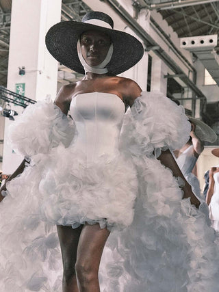 Sombrero Novia Canotier Negro AGATHA - Raceu Hats