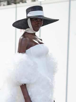 Sombrero Novia Canotier Negro AGATHA - Raceu Hats