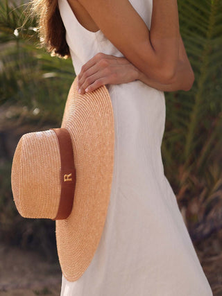 Sombrero Paja de Trigo Ala Ancha Melocotón CASABLANCA - Raceu Hats