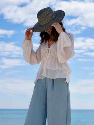 Sombrero Paja Natural Ala Media CALYPSO AQUA - Raceu Hats