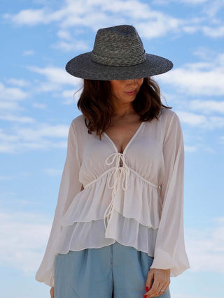 Sombrero Paja Natural Ala Media CALYPSO AQUA - Raceu Hats