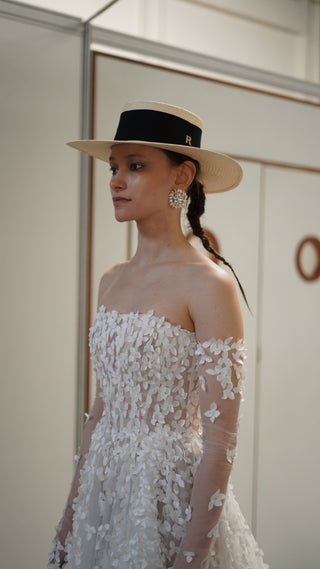 Sombrero Panamá Ponza Novia – Natural con Cinta Marfil - Raceu Hats