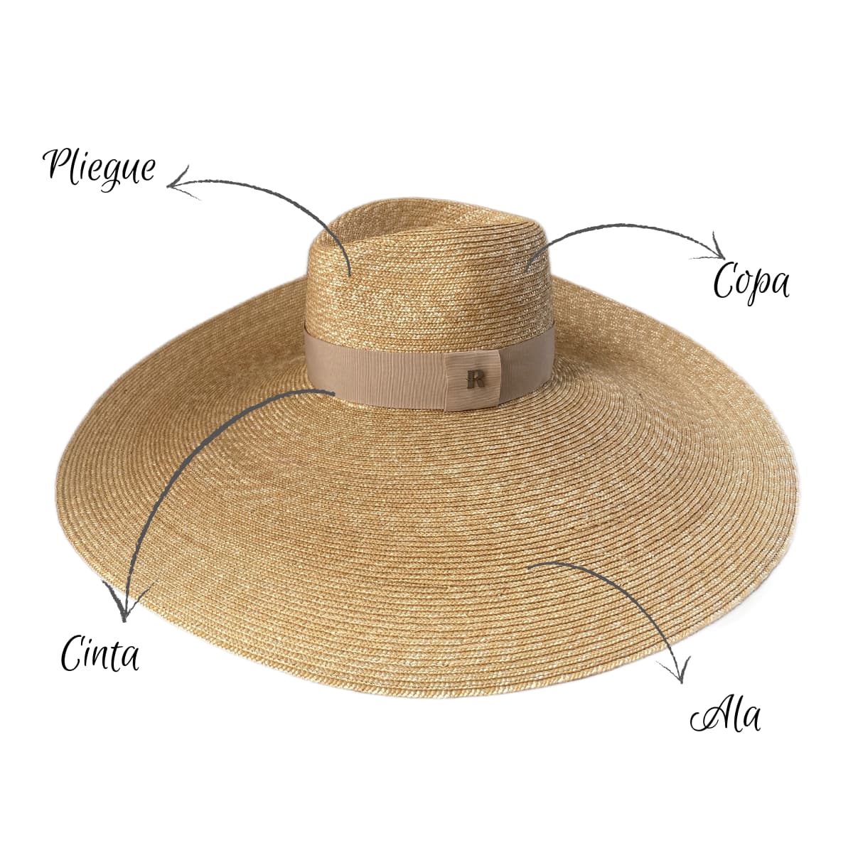 Sombrero Fedora Mujer Ala Ancha Extragrande con Cinta Beige - Raceu Hats
